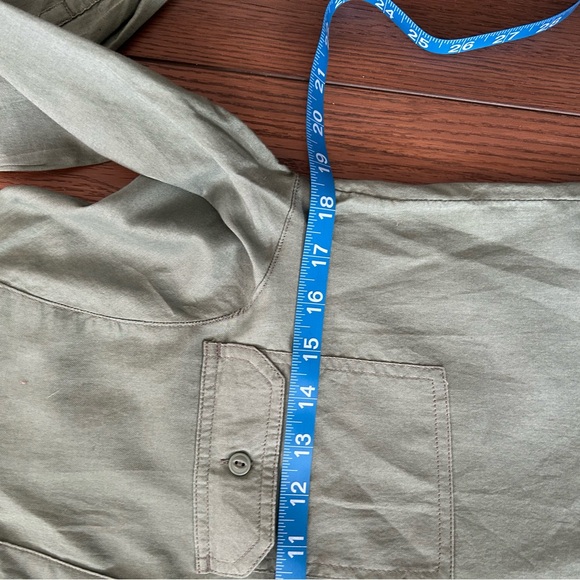 St. John's Bay Forest Green Utility Blouse, Button Down Long Sleeve Top Size S - Picture 6 of 6